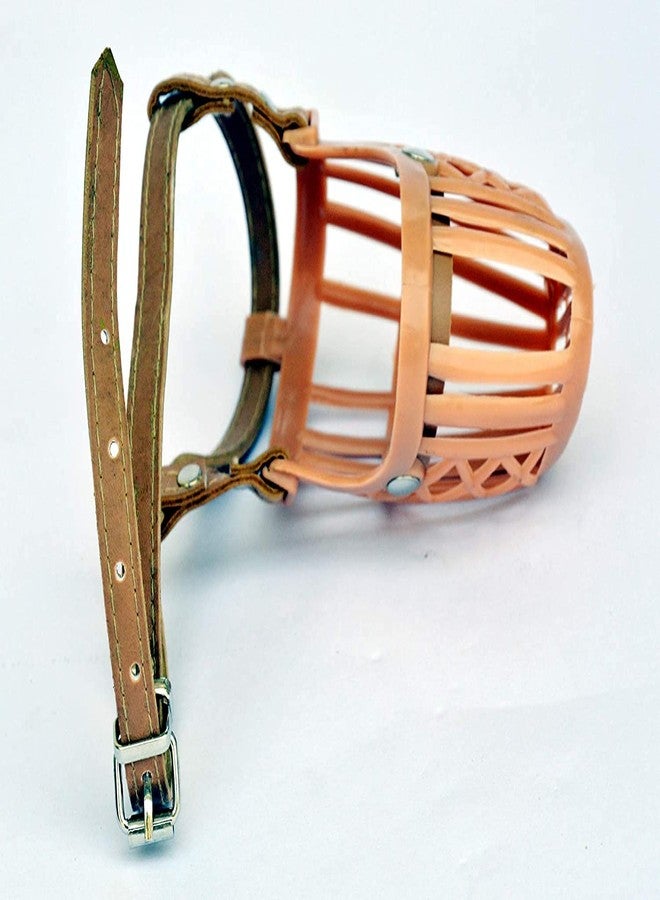 Pups&Pets Adjustable Muzzle Cum Mouth Cover/Basket Cage Collar for Dog (Beige, Size-4), Small - Image 3